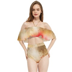 Golden Paint Halter Flowy Bikini Set  by goljakoff