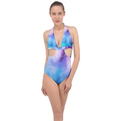 Metallic Paint Halter Front Plunge Swimsuit by goljakoff