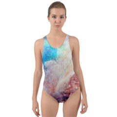 Galaxy Paint Cut-out Back One Piece Swimsuit by goljakoff