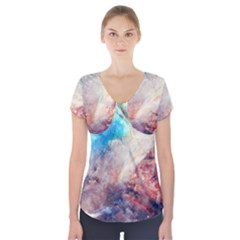 Galaxy Paint Short Sleeve Front Detail Top by goljakoff