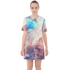 Galaxy Paint Sixties Short Sleeve Mini Dress by goljakoff