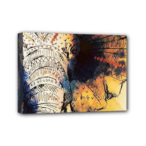 Elephant Mandala Mini Canvas 7  X 5  (stretched) by goljakoff