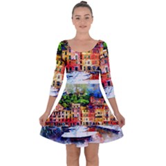 Boat Quarter Sleeve Skater Dress by goljakoff