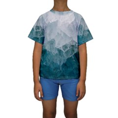 Blue Green Waves Kids  Short Sleeve Swimwear by goljakoff