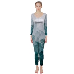 Blue Green Waves Long Sleeve Catsuit by goljakoff