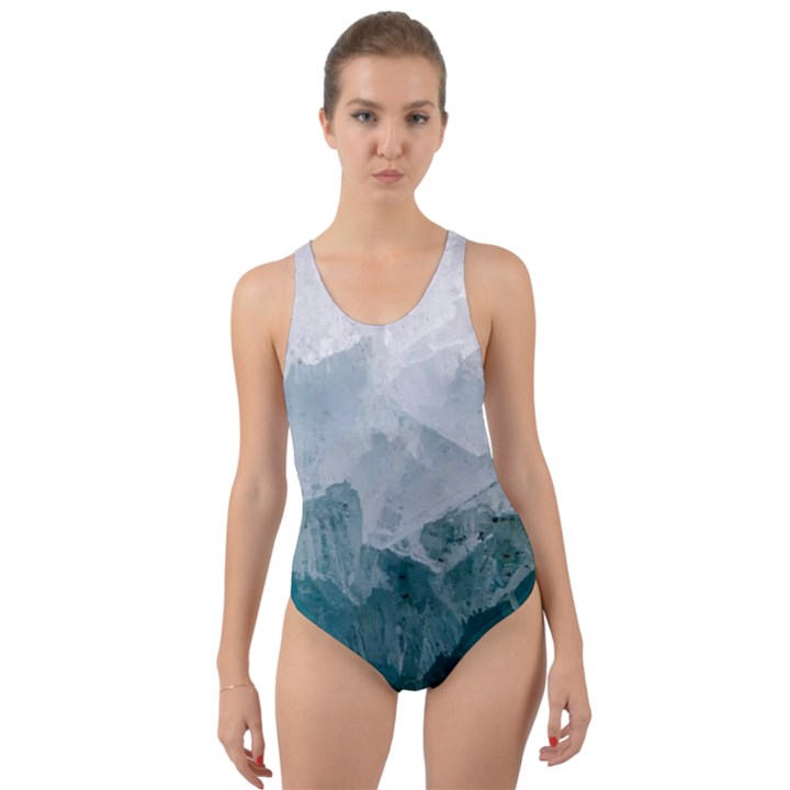 Blue green waves Cut-Out Back One Piece Swimsuit