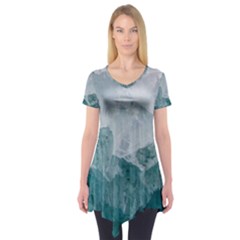 Blue Green Waves Short Sleeve Tunic  by goljakoff