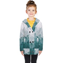 Blue Green Waves Kids  Double Breasted Button Coat by goljakoff