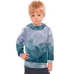 Blue Green Waves Kids  Hooded Pullover by goljakoff