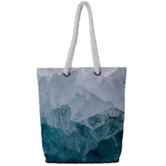 Blue Green Waves Full Print Rope Handle Tote (small) by goljakoff