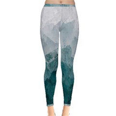 Blue Green Waves Inside Out Leggings by goljakoff