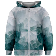 Blue Green Waves Kids  Zipper Hoodie Without Drawstring by goljakoff