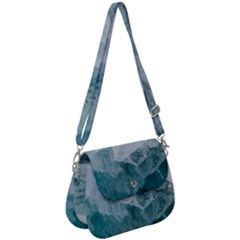 Blue Green Waves Saddle Handbag by goljakoff