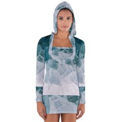 Blue Waves Long Sleeve Hooded T-shirt by goljakoff