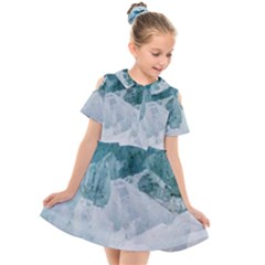 Blue Waves Kids  Short Sleeve Shirt Dress by goljakoff