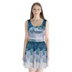 Blue Ocean Waves Split Back Mini Dress  by goljakoff