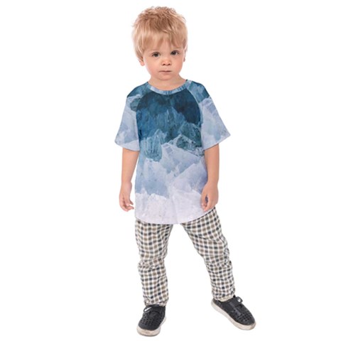 Blue Ocean Waves Kids  Raglan Tee by goljakoff