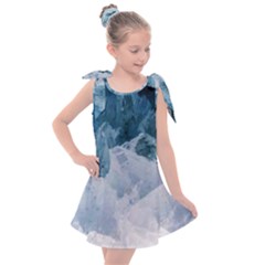 Blue Ocean Waves Kids  Tie Up Tunic Dress by goljakoff