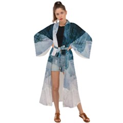 Blue Ocean Waves Maxi Kimono by goljakoff