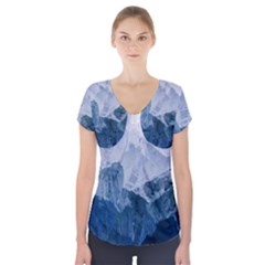 Blue Mountain Short Sleeve Front Detail Top by goljakoff