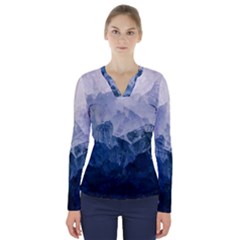 Blue Mountain V-neck Long Sleeve Top by goljakoff