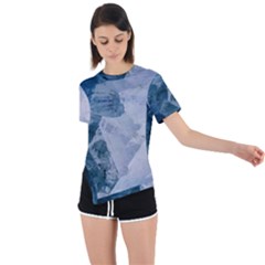 Blue waves Asymmetrical Short Sleeve Sports Tee