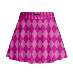 Pink Diamond Pattern Mini Flare Skirt by ArtsyWishy
