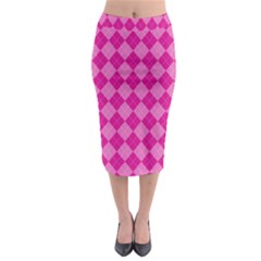 Pink Diamond Pattern Midi Pencil Skirt by ArtsyWishy