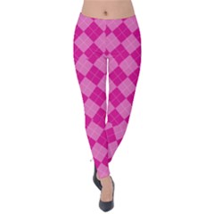 Pink Diamond Pattern Velvet Leggings by ArtsyWishy