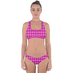 Pink Diamond Pattern Cross Back Hipster Bikini Set by ArtsyWishy