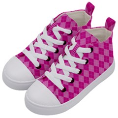 Pink Diamond Pattern Kids  Mid-top Canvas Sneakers by ArtsyWishy