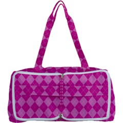 Pink Diamond Pattern Multi Function Bag