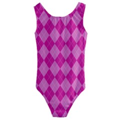 Pink Diamond Pattern Kids  Cut-out Back One Piece Swimsuit by ArtsyWishy