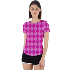 Pink Diamond Pattern Back Cut Out Sport Tee by ArtsyWishy