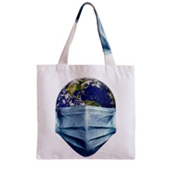 Earth With Face Mask Pandemic Concept Zipper Grocery Tote Bag by dflcprintsclothing