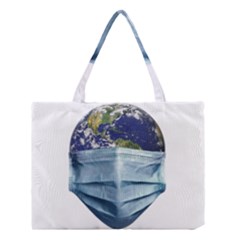 Earth With Face Mask Pandemic Concept Medium Tote Bag by dflcprintsclothing