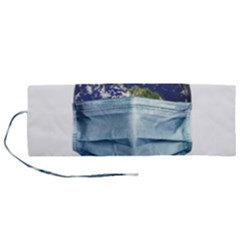 Earth With Face Mask Pandemic Concept Roll Up Canvas Pencil Holder (m) by dflcprintsclothing