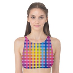 Digital Paper Stripes Rainbow Colors Tank Bikini Top