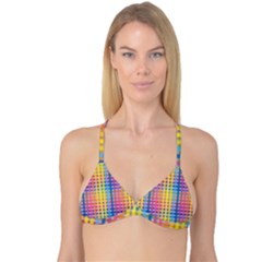 Digital Paper Stripes Rainbow Colors Reversible Tri Bikini Top