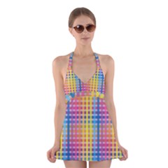 Digital Paper Stripes Rainbow Colors Halter Dress Swimsuit  by HermanTelo