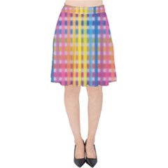 Digital Paper Stripes Rainbow Colors Velvet High Waist Skirt