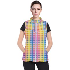 Digital Paper Stripes Rainbow Colors Women s Puffer Vest