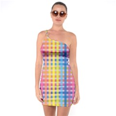 Digital Paper Stripes Rainbow Colors One Soulder Bodycon Dress by HermanTelo