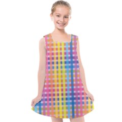 Digital Paper Stripes Rainbow Colors Kids  Cross Back Dress