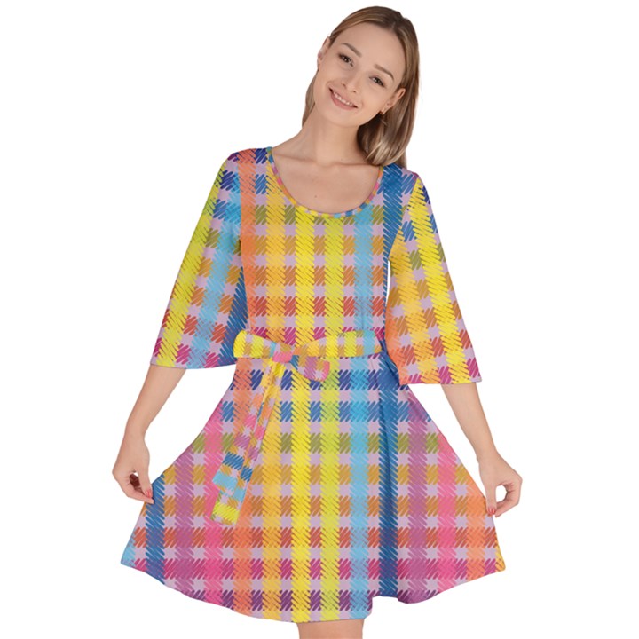 Digital Paper Stripes Rainbow Colors Velour Kimono Dress