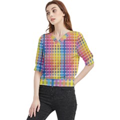 Digital Paper Stripes Rainbow Colors Quarter Sleeve Blouse