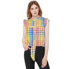 Digital Paper Stripes Rainbow Colors Frill Detail Shirt