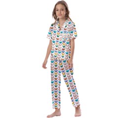 Butterfly Digital Paper Lace Kids  Satin Short Sleeve Pajamas Set