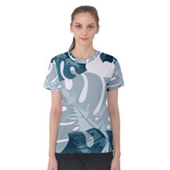 Monstera Leaves Background Women s Cotton Tee