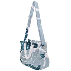 Monstera Leaves Background Rope Handles Shoulder Strap Bag